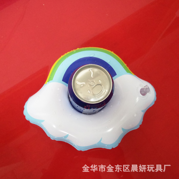 Spot wholesale PVC inflatable cloud cup holder water floating beverage coaster inflatable Cup holder support custom