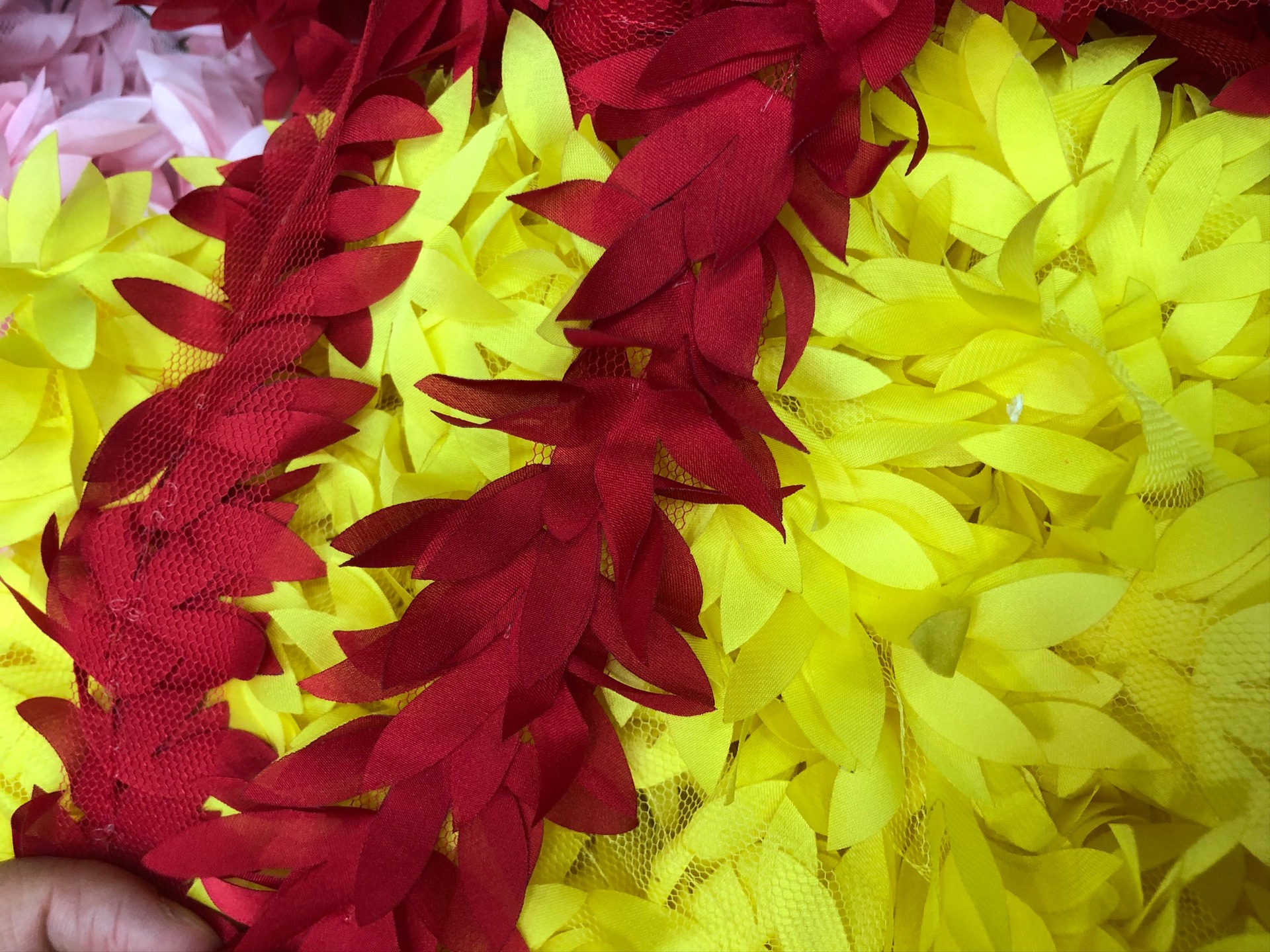 广州花边批发雪纺手摇立体花订珠条码DIY婚纱服装辅料童装装饰