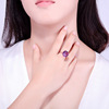 Ring with crystal with amethyst, fashionable wedding ring, European style