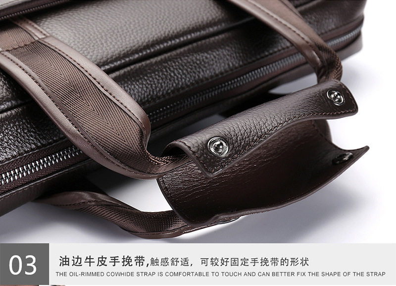 Túi đeo chéo nam da bò thật vân vải thiều, túi đeo vai ngang kiêm túi xách công sở 37×27×9 cm — Màu cà phê, Màu đen chi tiết 22
