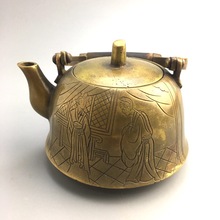 古玩收藏批发仿古做旧铜器黄铜酒壶茶壶民国三年摆件
