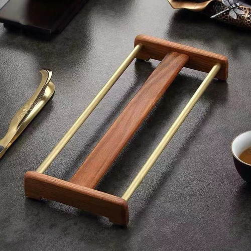 Wholesale ebony copper wood tea cup holder tea ceremony tea tray storage rack cup drying rack tea coaster coaster kung fu tea set accessories