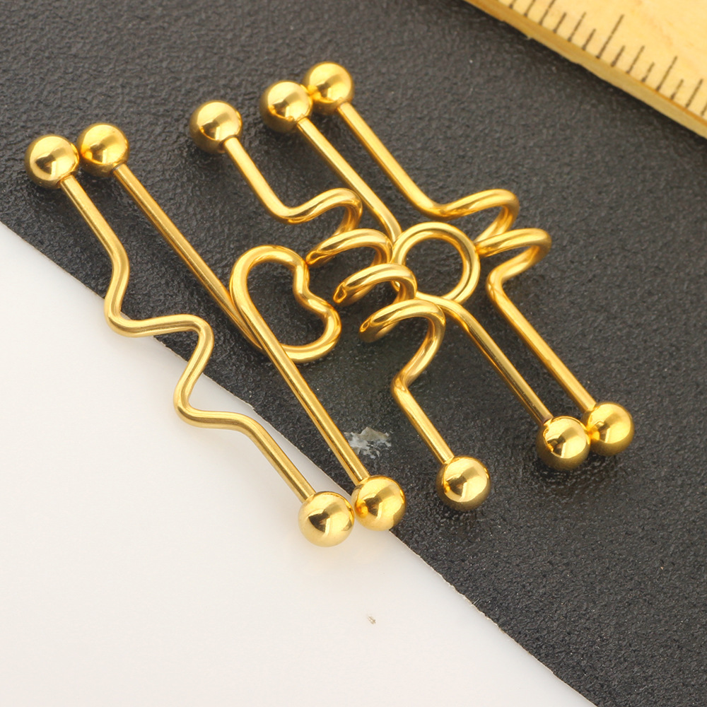 5-Piece Industrial Earring Set Long Rod Piercing Earrings Stainless Steel Ear Cartilage Jewelry Set detail image 32