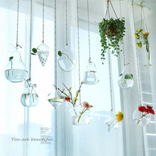 玻璃吊花瓶透明水培简约现代创意悬挂式装饰客厅个性迷你壁挂吊瓶