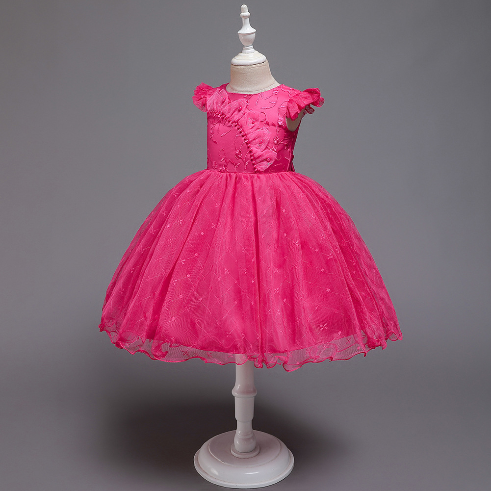 Européen Et Américain Filles Princesse Robe Un-année-vieux Bébé Maille Bulle Jupe Enfants Robe De Bébé Baptême Robe Génération Cheveux display picture 10