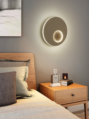 后现代轻奢 月球 圆形LED 卧室壁灯 现代简约床头灯 个性创意灯具