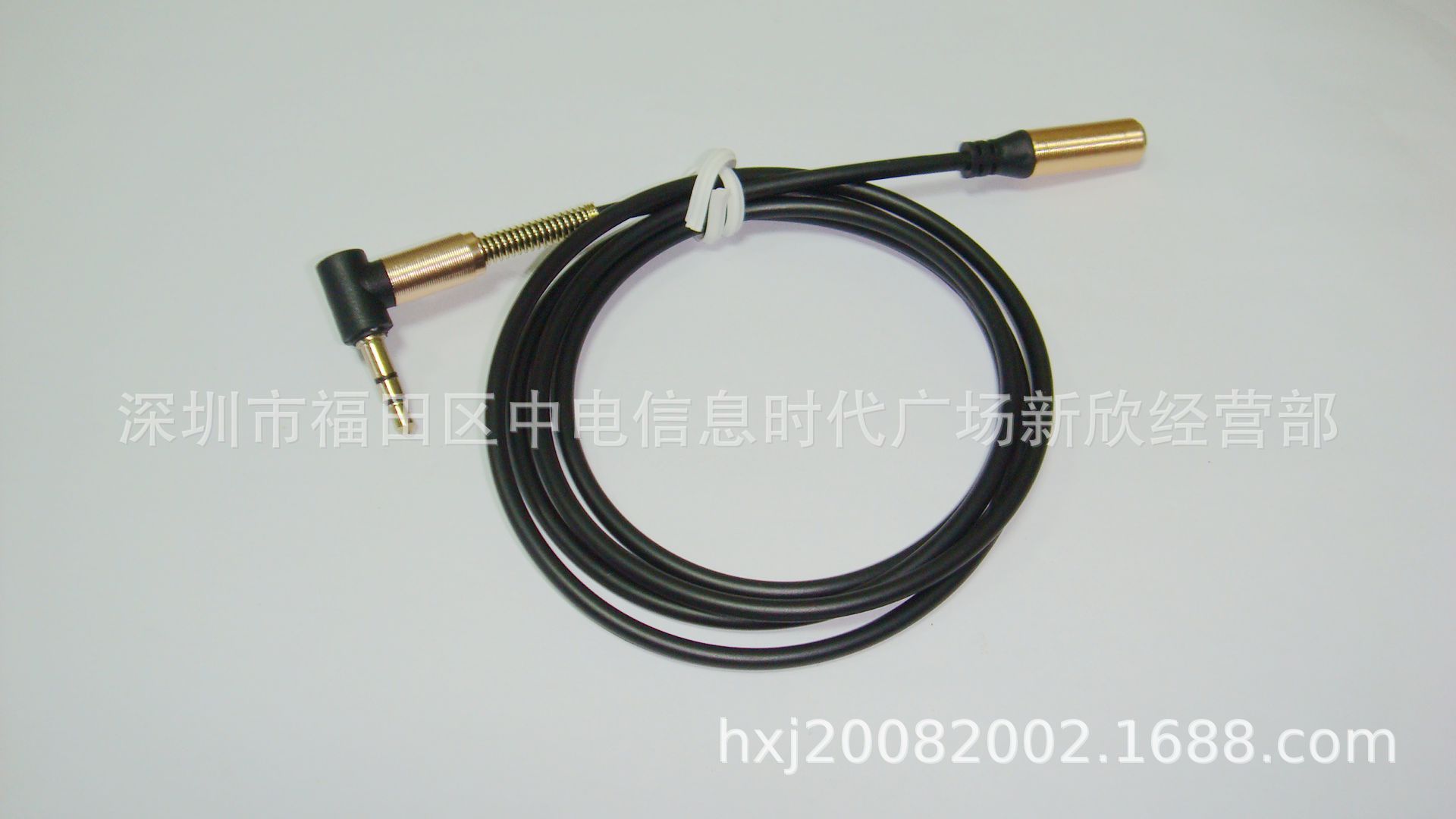 1米3.5MM公对母音频线弯头弹簧延长线 新款AUX音频线车载音箱线