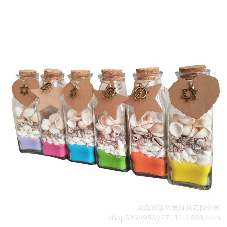 Нежа раковина квадратная стеклянная бутылка желаний дрейфующая бутылка счастливая бутылка украшение дома подарок ремесла украшения