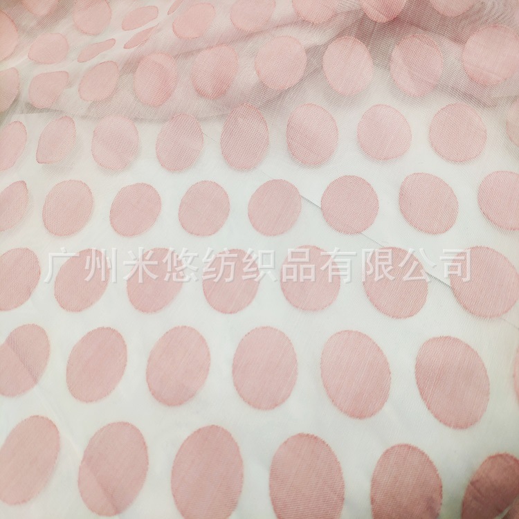 立体小清新波点 镂空烧花圆点 涤棉混纺 烧花工艺 童装 女装用料