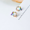 Cute earrings, fresh enamel, South Korea, flowered, french style