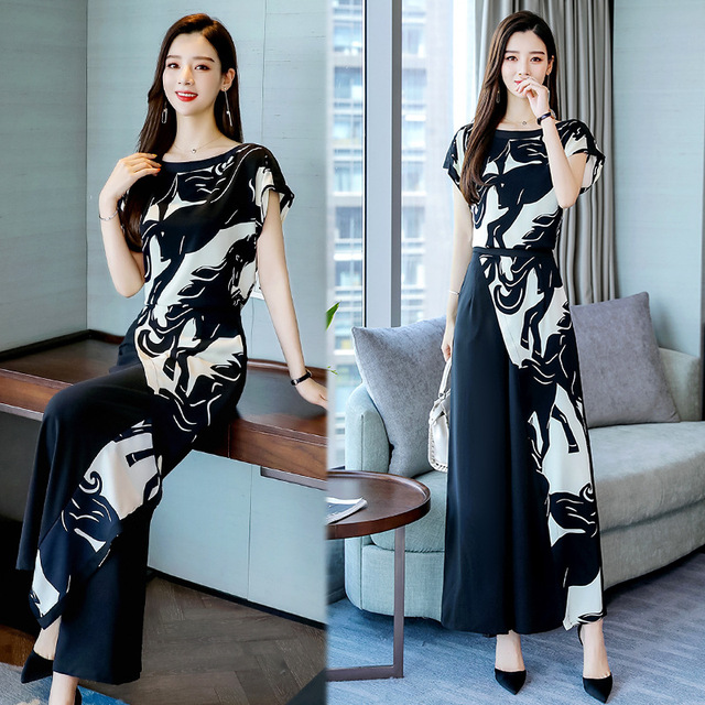 new style foreign style suit pants fashion printing two-piece suit 
