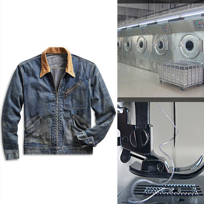 男装夹克牛仔外套美潮复古高档茄克怀旧水洗小批量定制灯芯绒撞色
