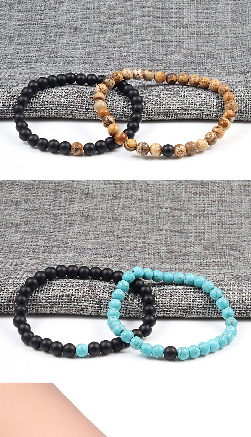 Kreatives passendes Perlenarmband blau türkis Paararmband elastisches Seilarmband Perlen verstreute Perlen Armband Armband_voghion.com