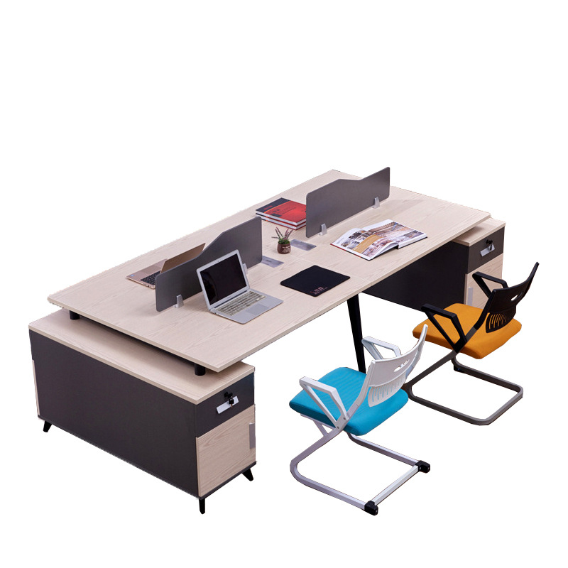 廠家直供4人位組合職員帶屏風辦公桌 現代簡約鋼木雙人電腦桌