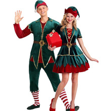 男女情侣圣诞节服装 新款圣诞服小丑套装 成人女士连衣裙外贸欧美