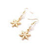 White accessory, Christmas earrings from pearl, European style, with snowflakes, Birthday gift