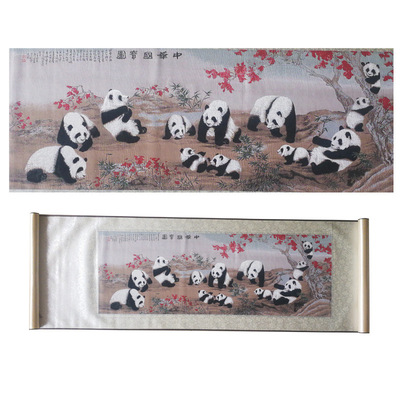 成都礼品丝绸蜀锦蜀绣卷轴国宝图厂价批发量大从优