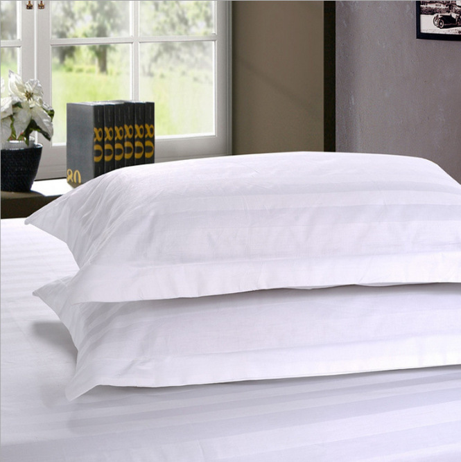 酒店宾馆加密三公分缎条枕套全棉纯白枕套