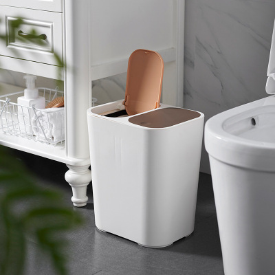 家用干湿分离垃圾桶一件代发分类垃圾桶室内上海创意塑料带盖18L