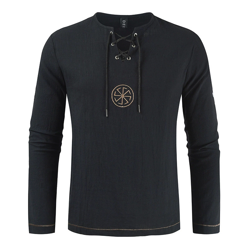 Мужская рубашка с длинным рукавом, вышитая свободная блуза, slim fit, размеры S–4XL, цветная