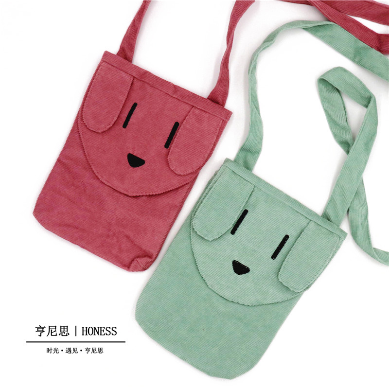 2019新款韩版儿童斜跨包女童布艺卡通动物配饰小包包宝宝可爱腰包