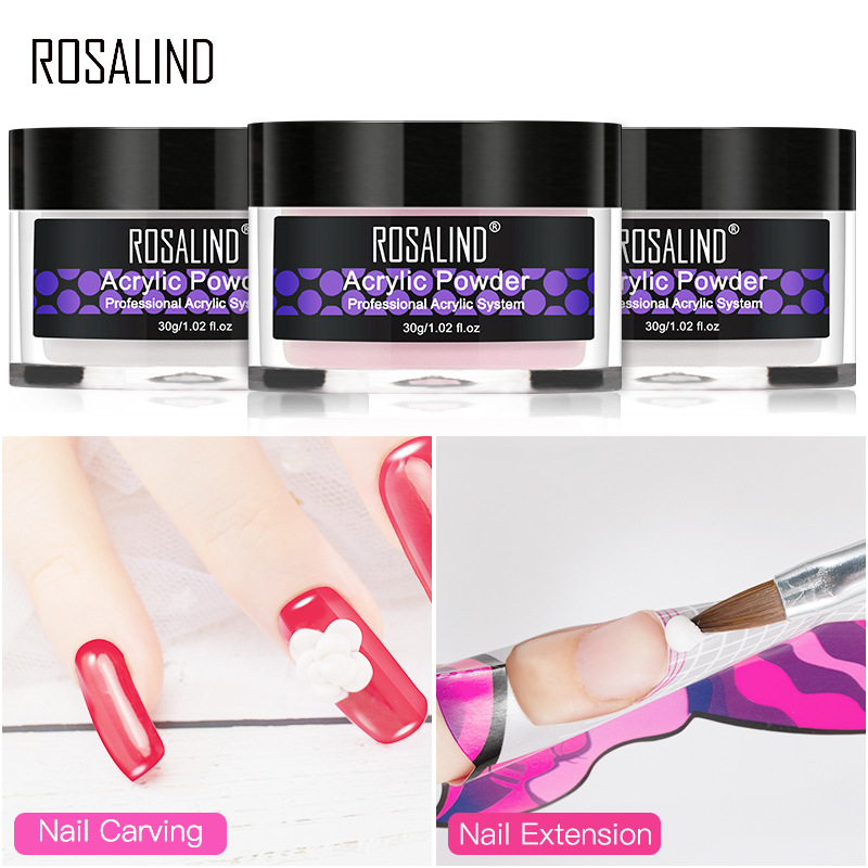 rosalind新款美甲水晶粉30ml 3D美甲造型雕花粉指甲粉调和水晶液