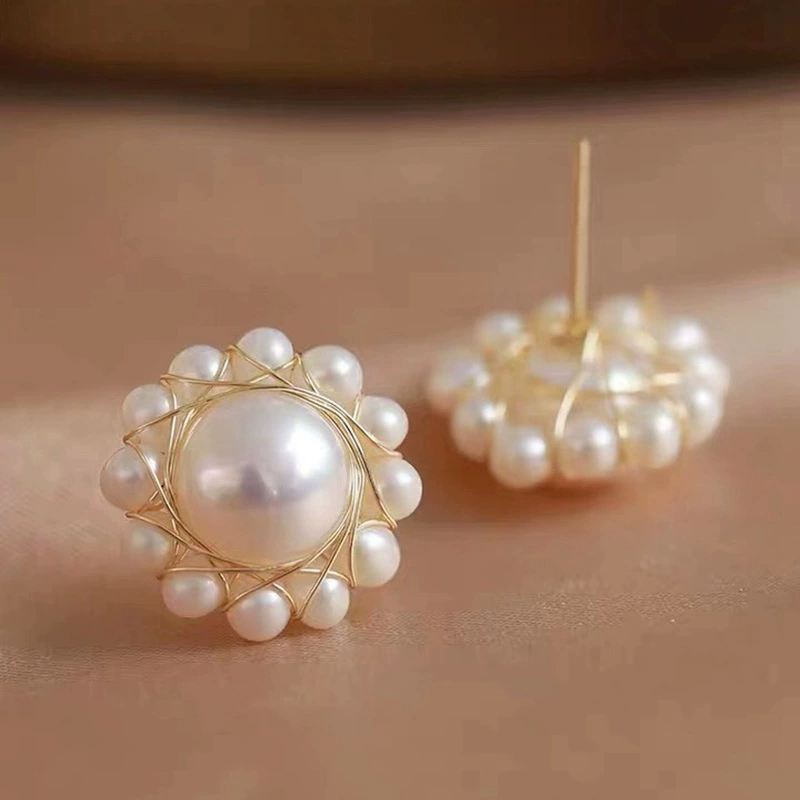 Pearl drop earrings, 925 silver hooks, gold‑plated, freshwater pearls, French style