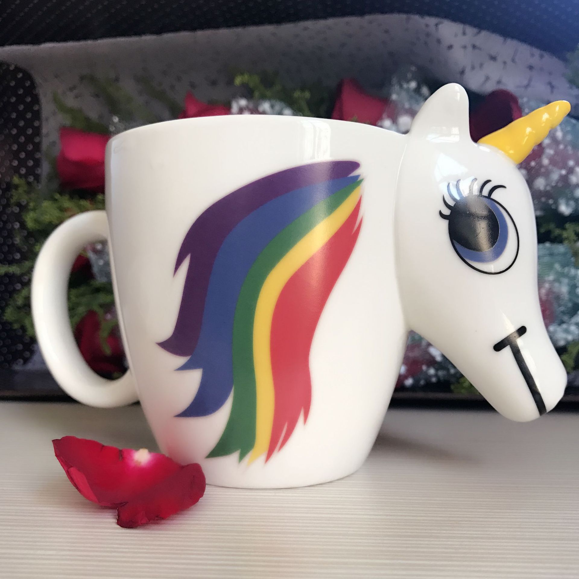 独角兽变色陶瓷杯创意马克杯异形水杯定制logo实用礼品卡通咖啡杯|ms