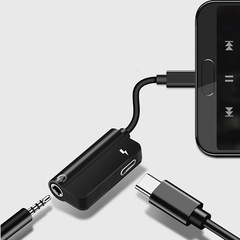 國產安卓手機type-c刀型音頻轉接線通話充電二合一