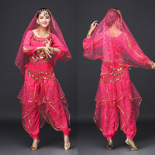 New adult belly dance suit Indian dance costume performance costume performance suit ethnic color dot pants dance costume