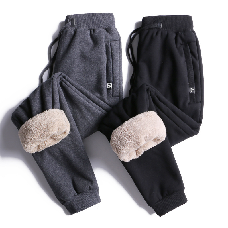 Fleece-Lined Men's Lamb Wool Cotton Sweatpants, Large Size Men's Casual Pants, Fleece-Lined and Thickened
