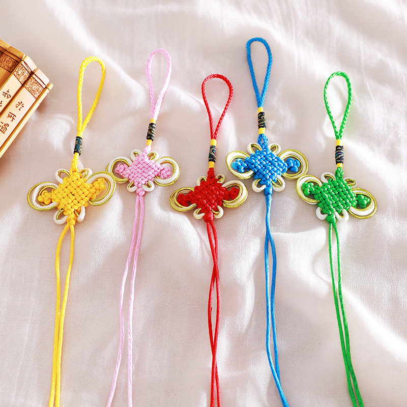 红色小号中国结8盘富贵结半成品汽车挂件配饰手机编制挂绳挂饰|ms