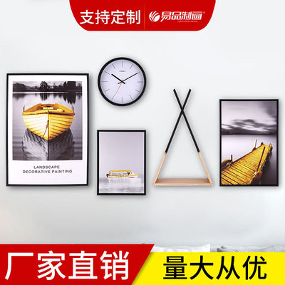 现代简约北欧装饰画创意组合轻奢ins风格客厅沙发挂画五联画批发