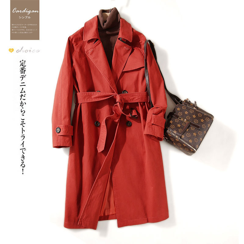 Temperament commuter 2019 Autumn and winter Women's wear new pattern comprehensive Clothing washing Windbreaker lady Mid length version coat wholesale