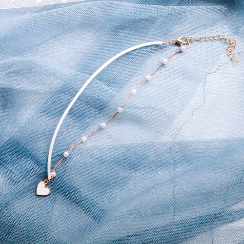 Christmas style jewelry Frozen White Love Pendant Neck Strap Choker Choker Clavicle Chain Necklace Women