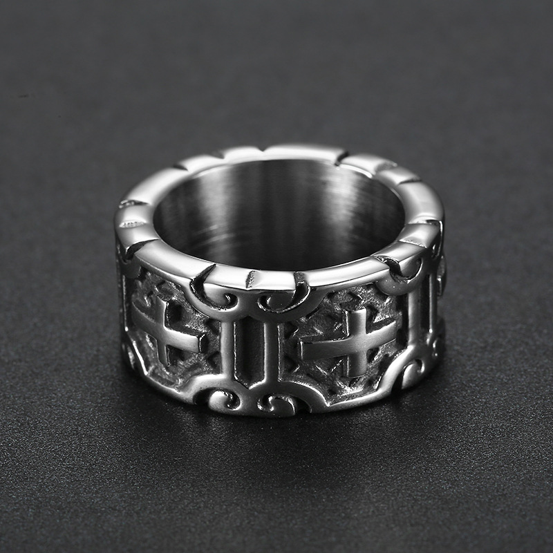1 Piece Quantity Holiday, Street Occasion Hip-Hop Punk Cross 304 Stainless Steel Men'S Rings