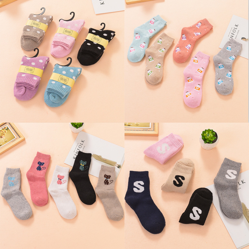 秋冬新品加厚保暖羊毛袜 韩版中筒袜 毛圈女袜子毛巾底袜批发