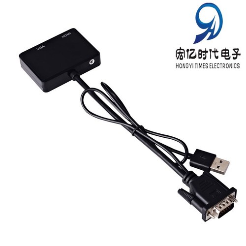 VGA to hdmi+vga cable converter with audio power supply interface TV projector monitor supports simultaneous display