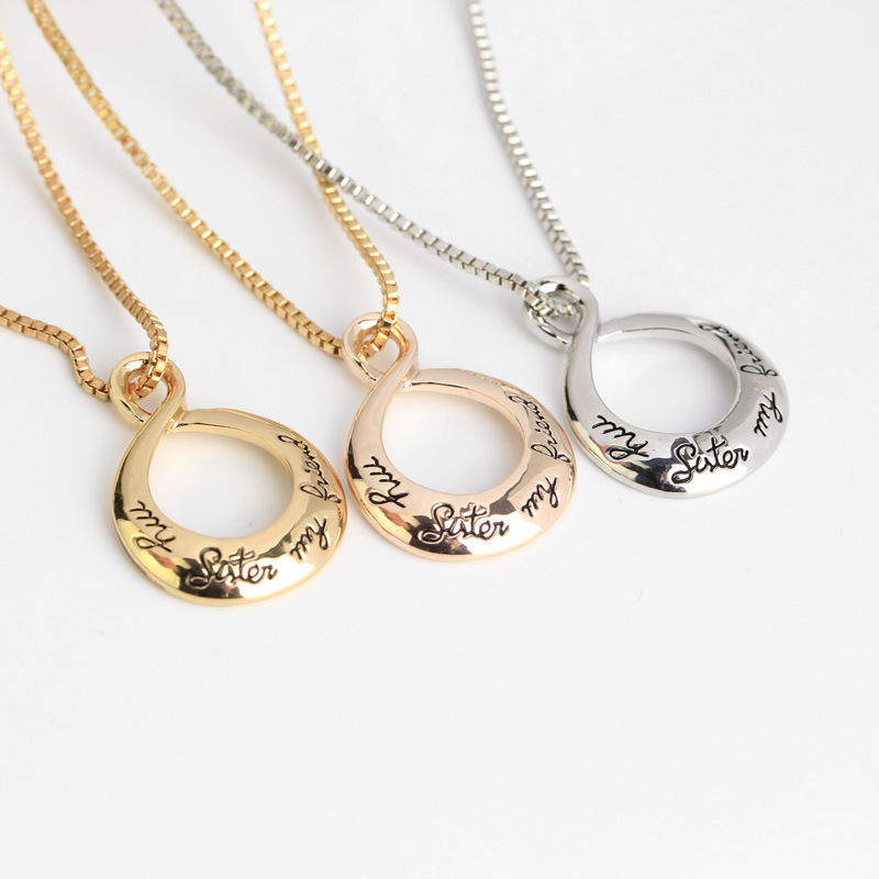 water drop necklace good sister My Sister My Friend hollow pendant necklace accessories wholesale ni