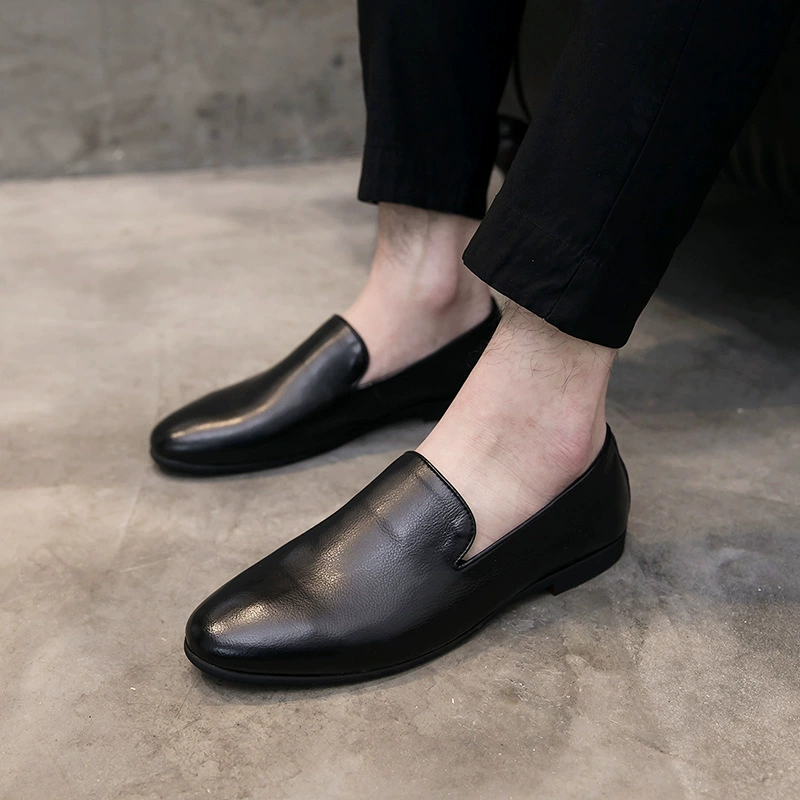 2023 летняя модная обувь, мужские лоферы в Корейском стиле, Мужская ленивая Мужская обувь с круглым носком, британская деловая повседневная кожаная обувь