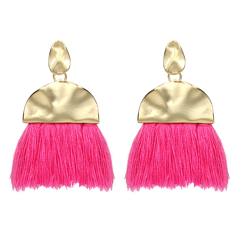 15g Weight Earrings Classification Travel Occasion Women'S Gender Rose Red, White, Pink, Green, Yellow, Black Color Fashion New Fringed Geometric Exaggerated Wild Fan-shaped Bohemian Ethnic Style Earrings For Women 7