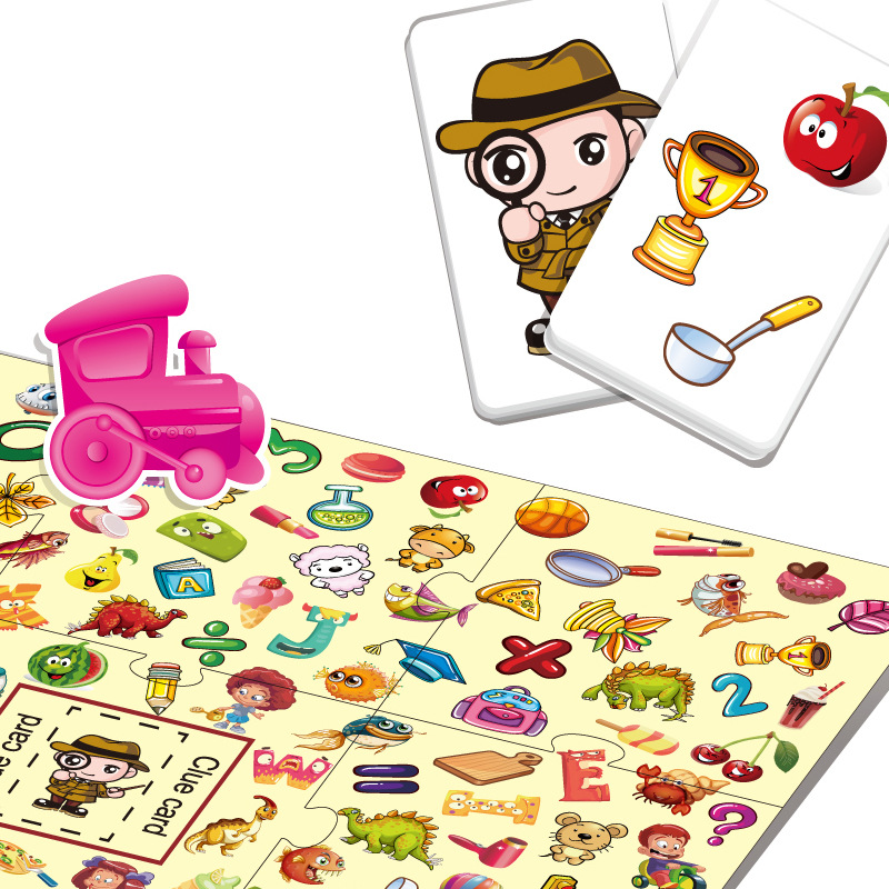 Niños Qizhi tren ajedrez memoria juego inglés juego de mesa juguete 2 en 1 Juego de mesa