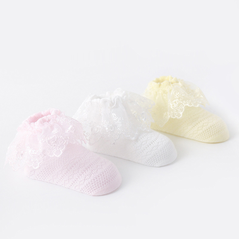 Nueva malla de verano calcetines de encaje para NIÑOS Calcetines de encaje de princesa calcetines de encaje de algodón para niñas calcetines de encaje de bebé blanco