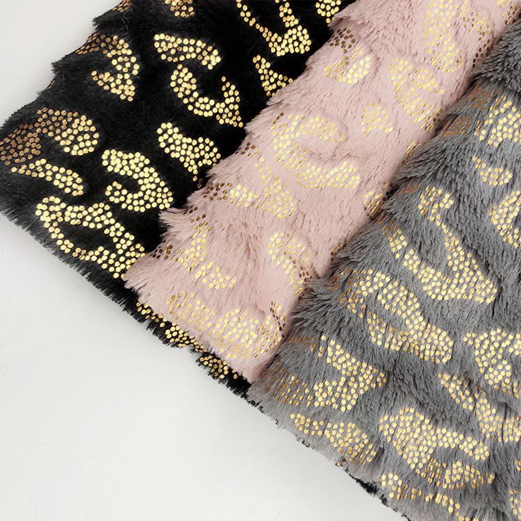 柯桥厂家烫金pv绒韩国绒豹纹圆点经编绒布 箱包靠垫、抱枕面料