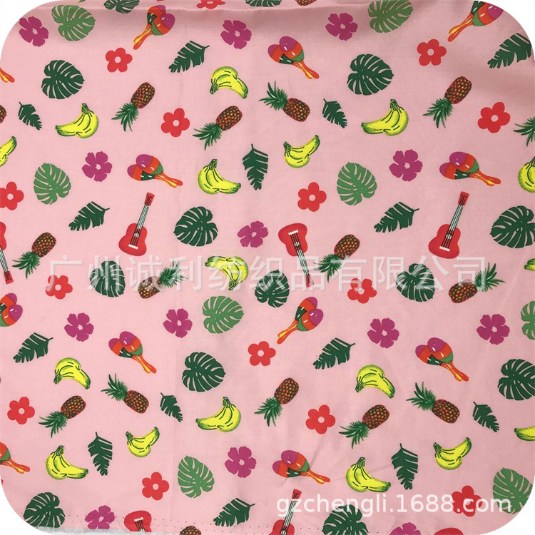 水果吉他印花棉布叶印花布女装衬衫印花面料睡衣辅料童装上衣家纺