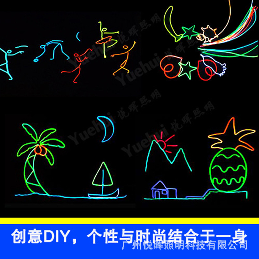 El luminoso luz 3,2mm fluorescente verde brillante etapa rendimiento partido fluorescente Stickman material de baile fluorescente