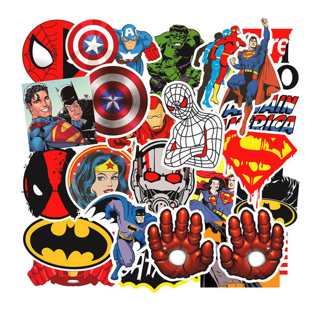 50 Gói Siêu anh hùng Siêu nhân Amazon AliExpress Vụ nổ Doodle Sticker Xe đẩy Nhãn dán Xe di chuyển Nhãn dán