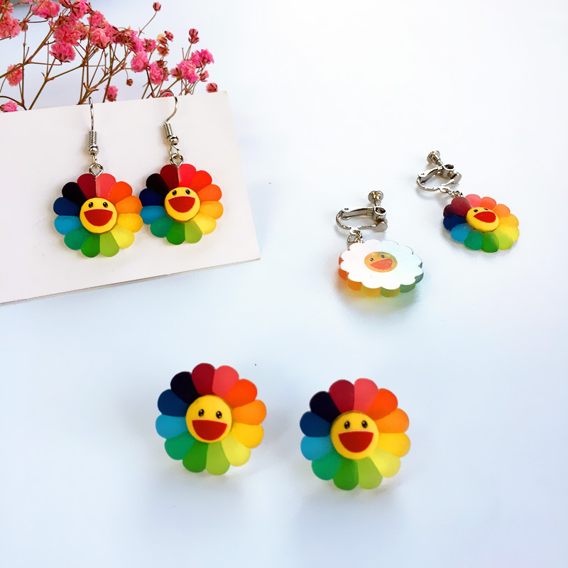 1 Piece 1 Pair Cartoon Style Flower Resin Women's Ear Clips Ear Studs Ear Hook display picture 2