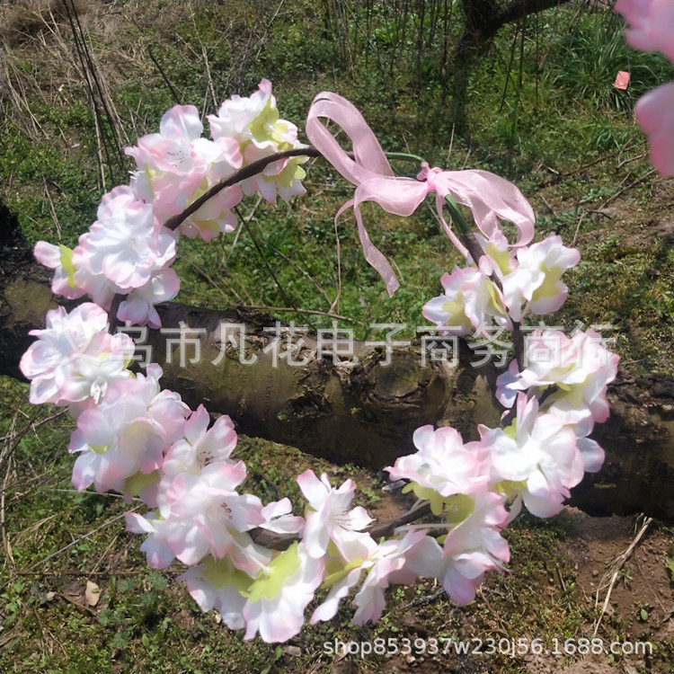 森女系仿真桃花花环头饰发饰 海边度假头花 影楼摄影新娘伴娘配饰