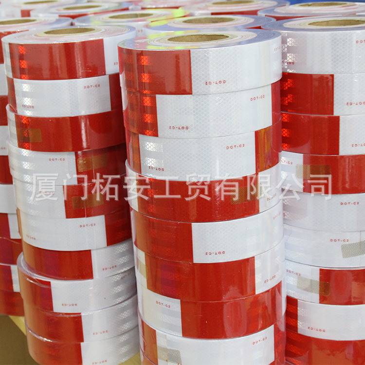 厂家供应红白车身贴警示贴车身反光贴DOT-C2反光膜胶带超亮反光贴